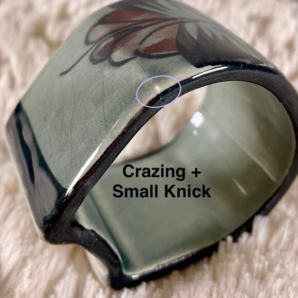 Floral Hand Painted Mexican Pottery Napkin Rings - Picture 13 of 16